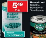 Housebrand Getbakte Boontjies In Tamatiesous-415G