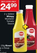 Wimpy Mustard/Tomato Sauce-2x500Ml