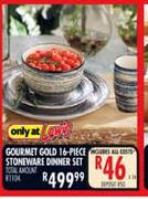 Gourmet Gold 16-Piece Stoneware Dinner Set-Per Set