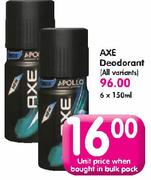 Axe Deodorant(All Variants)-6X150ml