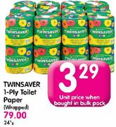 Twinsaver 1-Ply Toilet Paper-24's
