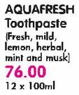 Aquafresh Toothpaste-12 x 100ml