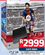 PS3 320GB Console+ Fifa 2013 With 2 Wireless Controllers