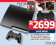PS3 160GB Console+Dual Shock3+Gran Turismo5+God Of War3+Ratchet & Clank Tools Of Destruction