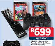 PS3 DS3+Blu-Ray Disc Remote+Little Big Planet+ Modnation Racers