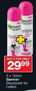 Garnier Deodorant For Ladies-2 x 150ml