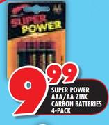Super Power AAA/AA Zinc Carbon Batteries-4 Pack