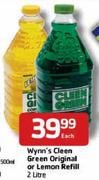 Wynn's Cleen Green Original or Lemon Refill-2 Ltr Each