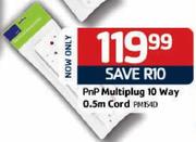 PnP Multiplug 10 Way 0.5m Cord (PM1S40)