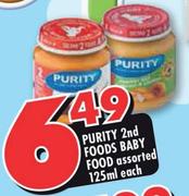 Purity 2nd Foods Baby Food Assorted-125ml Each
