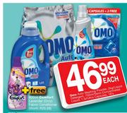 Omo Auto Washing Powder 2Kg/LiquidDetergent 750 Ml/Semi-Concentrated Liquid 1.5L Ultra Capsules16 Ea