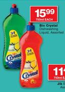 Bio Crystal Dishwashing Liquid Assorted-750Ml Each