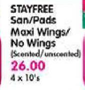 Stayfree San/Pads Maxi Wings/No Wings-4x10's