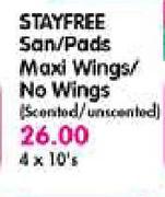 Stayfree San/Pads Maxi Wings/No Wings-4x10's