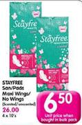 Stayfree San/Pads Maxi Wings/No Wings-10's