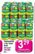 Twinsaver 1-Ply Toilet Rolls-Each