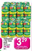 Twinsaver 1-Ply Toilet Rolls (Wrapped)-Each