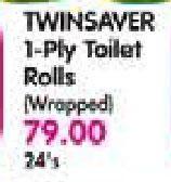 Twinsaver 1-Ply Toilet Rolls (Wrapped)-24's