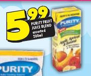 Purity Fruit Juice Blend Assorted-200ml