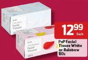 PnP Facial Tissue White Or Rainbow-180s Each