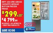 Defy 250 Litre (Gross Capacity) Metallic Bottom Freezer Fridge-Each
