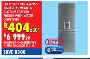 Defy 360 Litre (Gross Capacity) Metallic Bottom Freezer Fridge With Water Dispenser-Each