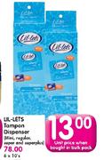 Lil-Lets Tampon Dispenser (Mini, Regular, Super And Superplus)-10's Pack-Each