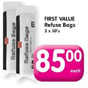 First Value Refuse Bags-2X50's-Each
