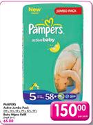 Pampers Active Jumbo Pack (54's, 58's, 62's, 70's 82's, 94's)-Per Pack