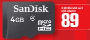 SanDisk 4GB Micro SD Card With Adaptor