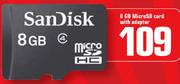 SanDisk 8GB Micro SD Card With Adaptor