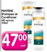 Pantene Shampoo Or Conditioner(All Variants)-400ml 