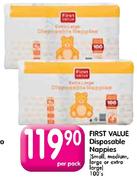 First Value Disposable Nappies(Small,Medium,Large Or Extra Large)-100's Each
