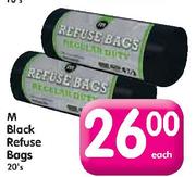 M Black Refuse Bags-20's Each