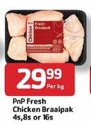 PnP Fresh Chicken Braaipack 4's, 8's or 16's-Per Kg