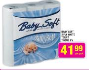 Baby Soft 2 Ply White Toilet Tissue-9's Per Pack