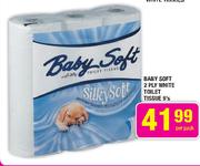  Baby Soft 2-Ply White Toilet Tissue-9's Per Pack