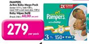 Pampers Active Baby Mega Pack(Junior 111's, Midi 150's, Maxi 132's and Maxi Plus 120's)-Per Pack