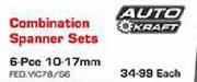 Auto Kraft Combination Spanner Sets 6-Pce 10-17mm-Each