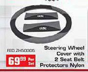 Steering Wheel Cover With 2 Seat Belt Protectors Nylon-Per Set