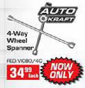 Auto Kraft 4-Way Wheel Spanner-Each
