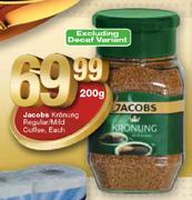Jacobs Kronung Regular/Mild Coffee-200gm Each