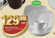 Home Discovery Vierkantige Wit Eetservies 16-Stuk Stel