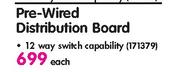 CBI 12 Way Switch Capacity pre-Wired Distribution Board-Each