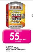 Eveready Platinum 8 AA Plus 4 AAA Alkaline Battery Pack-Per Pack