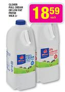 Clover Full Cream Or Low Fat Fresh Milk-2L Each