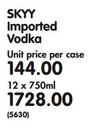 SKYY Imported Vodka-12x750ml