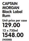 Captain Morgan Black Label Rum-12x750ml