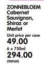 Zonnebloem Cabernet Sauvignon, Shiraz Or Merlot-6x750ml