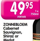 Zonnebloem Cabernet Sauvignon, Shiraz Or Merlot-750ml